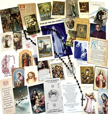 Huge LOT '50s Catholic Religious Ephemera Prayer Cards Brochures Leaflets Rosary picture