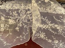 Antique Vintage Lace- HM ANTIQUE VICTORIAN TAMBOUR EMBROIDERY LACE PANEL REMNANT picture