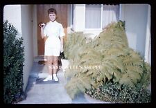 1959 Young Woman Tennis Outfit Front Porch Film Slide #848 picture