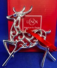 Lenox Sparkle And Scroll Reindeer Multi-Crystal Silverplate Christmas Ornament picture