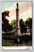 Marietta OH-Ohio, Soldier's Monument, Antique Vintage Souvenir Postcard picture
