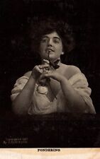Pondering Portrait Cekstone Young Lady Flower Vintage Postcard 1907 Unposted picture