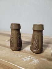 Vintage MCM Salt and Pepper Shakers Brown Plastic Bolta Textured Scroll Design picture
