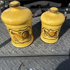 VTG 1963 Los Angles Potteries USA Vegetable Pattern Handpainted Kitchen Canister picture