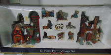 Vintage HOLIDAY TIME 11-piece Farm Village Set- Village Collectibles picture