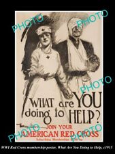 OLD LARGE HISTORIC PHOTO WWI RED CROSS MEMBERSHIP POSTER c1915 WILL YOU HELP picture