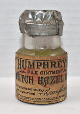 RARE 1880s NOS Humphrey's Pile Ointment Witch Hazel Oil Advertising Glass Bottle picture
