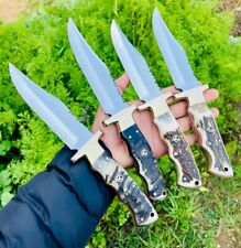 LOT OF 4 CUSTOM HANDMADE STAINLESS STEEL HUNTING BOWIE  KNIVES W HORN HANDLES picture