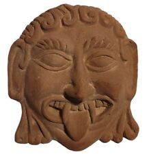 Vintage Antefix Greek Decorative Clay Jester Face Wall Mask 5.5 Inch picture