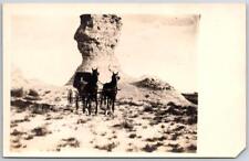 KS - OAKLEY KANSAS RPPC Postcard MONUMENT ROCKS ? HORSES WAGON SMITH DRUG CO picture