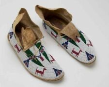 Old American Sioux Style Suede Leather Handmade Beaded Moccasins BMCN110 picture