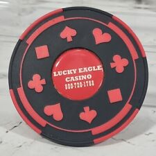 Lucky Eagle Casino Souvenir Coaster PVC Rubber Black Red Roulette Poker  picture