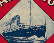 Atlantic 6 Vintage Broom Label c. 1920s 1930s Steamship Steamer Ocean Liner picture