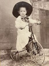 Late 1800s Antique Cabinet Card Hillsboro-Itaska TEXAS Child On Tricycle picture