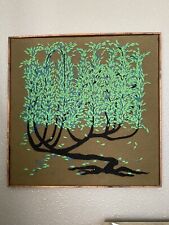 Vintage Mid Centery Modern Paragon Green Trees Crewel Embroidery Wall Art picture