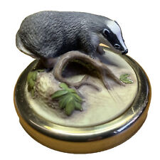 Vtg Brass Badger Paperweight Stuart Houghton ~ SH Solid Brass ~ England picture