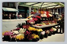 San Francisco CA-California Colorful Sidewalk Flower Stand Vintage c1954Postcard picture