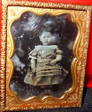 1/9th Size Daguerreotype of young girl in brass mat/frame picture
