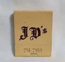 Vintage JD's Restaurant Lounge Matchbook Cover New York City Advertising picture
