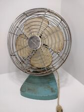 Superior Electric Vintage Metal Table Top Fan Blue Turquoise 12