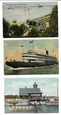 Early 1900s Post Cards Milwaukee WI Whaleback Steamer / Lake Park / US Saving St picture
