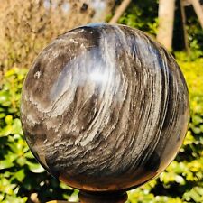 3.89LB TOP Natural Silver Obsidian Sphere Crystal quartz Ball Healing 314 picture