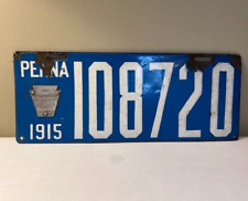 ANTIQUE RARE FIND 1915 Penna LICENSE PLATE 108720 BRILLIANT MFG CO ENAMELED SIGN picture