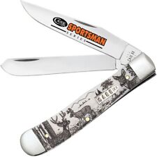 Case XX Sportsman Trapper Pocket Knife Stainless Steel Blades Smooth Bone Handle picture