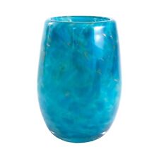 2022 Dehanna Jones Glass Puget Sound Blue Votive Candle Holder Vase Signed picture