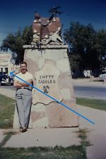 1950s 35mm Slide Red Border Dalhart Texas Empty Saddles Monument #1236 picture