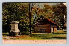 Portage NY-New York, Mary Jamison Tomb, Indian Council House, Vintage Postcard picture