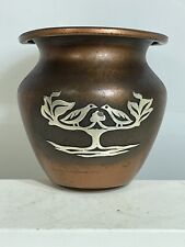 Arts & Crafts Silver Crest Sterling Decorated Bronze Floral Pot Vase 4” A 1013 picture