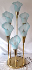Vintage Brass 6 Light Calla Lily Table Lamp With 3-Way Light 36