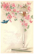 Birthday Gladness Bird Flowers Poem Antique Divided Back Postcard Series 922 B picture
