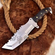 LOM HANDMADE D-2 STEEL WENGE WOOD OUTDOOR SURVIVAL TRACKER KNIFE WITH SHEATH picture