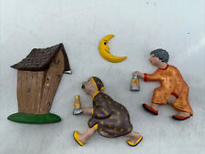 Arnels 1970s Handpainted Gram and Gramp Outhouse Moon Plaques picture