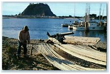 c1960's Indian Fisherman Fixing Net At La Push Washington WA Unposted Postcard picture