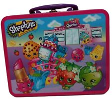 SHOPKINS Metal Lunch Box - Collectible Collector’s Tin Handle 2013 Purple Pink picture