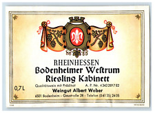1960's-80's Bodenheimer Westrum Riesling Kabinett German Wine Label S73E picture