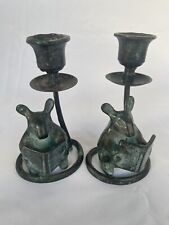 1991 S.P.I. Verdis Green Patina Bronze Candle Holder Lot Of 2 Vintage picture