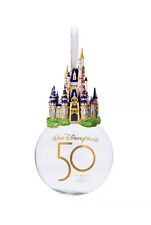 Disney World 50th Anniversary Celebration Castle Glass Ornament Christmas Globe picture