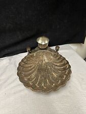 VINTAGE LARGE SILVER PLATED CLAM SHELL CHIP AND DIP TRAY WITH CANDLE HOLDERS picture