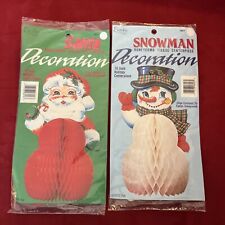 NEW Vintage Eureka Christmas Honeycomb Santa & Snowman Table Decoration Sealed picture