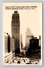 Detroit MI-Michigan RPPC, David Stott Building & View, Griswold Vintage Postcard picture