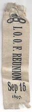 1897 I.O.O.F. ODD FELLOWS REUNION SILK RIBBON - MOST LIKELY INDIANA picture