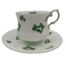 QUEEN'S Rosina Fine Bone China Centenary Year  SHAMROCK CLOVER Cup & Saucer VTG picture