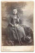 Dunlap Kansas, Great Portrait of Girl With Walking Stick Cabinet Card Photo picture
