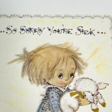 Betsey Clark Greeting Card Little Girl Lamb So Sorry You Are Sick Vintage picture