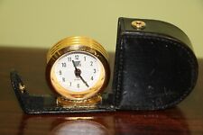Vintage MCM GUMPS Portable Travel Pocket/Desk Alarm Clock Watch Gold Plated  picture