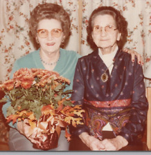 3G Photograph Polaroid Cute Little Old Ladies Women Pose Portrait Pot Flowers  picture